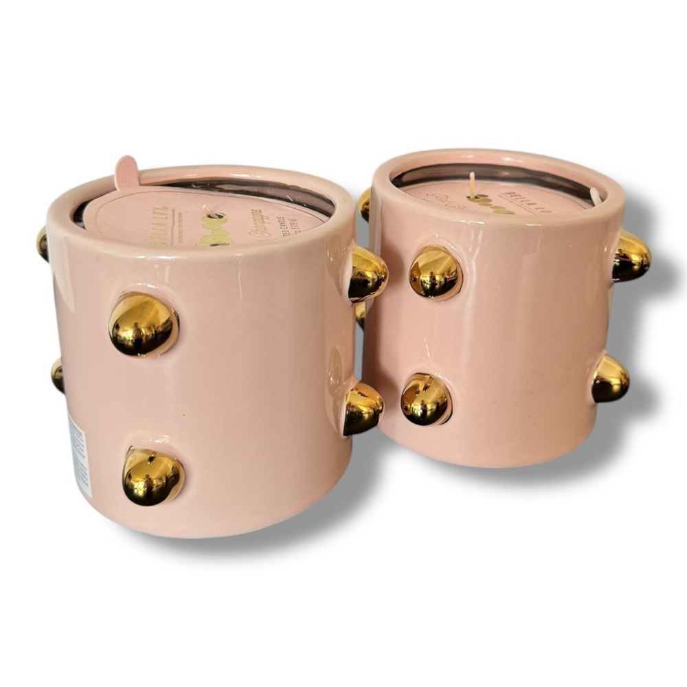 New Bella Luxs studded Pink and Gold Ceramic Candle